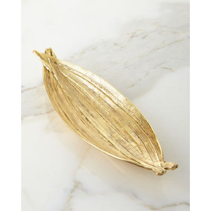 Bol en métal en forme de feuille dorée, fait main, décoratif et élégant, pour servir des chocolats et des bonbons, centre de table. - Product Image 1