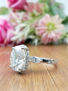 Anillo de Compromiso y Boda con Diamante Solitario de Corte Ovalado, Color D Blanco, Cultivado en Laboratorio, Oro Rosa, Certificado IGI - Product Image 3