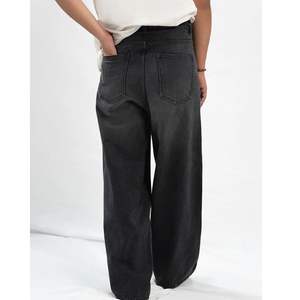 Jeans unisexe vintage délavé noir coupe large taille haute streetwear baggy décontracté coupe ample en denim pour la vente en gros - Product Image 2