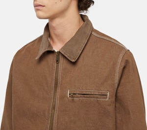 Veste de travail personnalisée en toile épaisse doublée avec fermeture éclair pour homme, veste d'hiver de style décontracté, veste de charpentier - Product Image 4