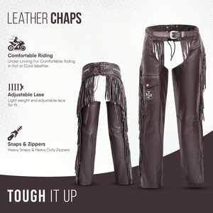 Pantalones de cuero genuino de vaca de grano completo, personalizables, para hombre y mujer, estilo vaquero occidental, para motociclista, hechos a mano, color marrón oscuro, con cordón ajustable. - Product Image 2