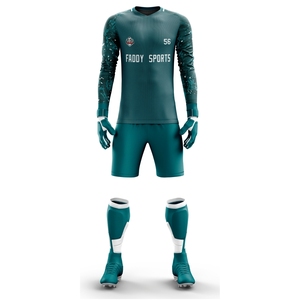 Ensemble de maillot de gardien de but de football personnalisé par sublimation, chemise et short rembourrés, respirant, vêtements de sport pour l'entraînement de l'équipe de football - Product Image 1