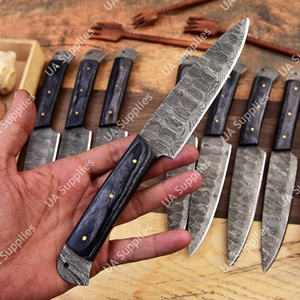 Couteaux de cuisine professionnels en acier Damas à lame pleine, couteau à steak et à éplucher pour barbecue, lame de 4,5 pouces, faits à la main, ambidextres, finition brossée - Product Image 3