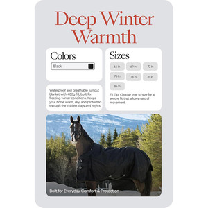 Manta de Invierno para Caballo de Alta Calidad, 1200D, Gruesa y Resistente |   Manta Impermeable para Exteriores con Cubrecuello |   Funda para Caballo de Exterior de 69 Pulgadas - Product Image 2