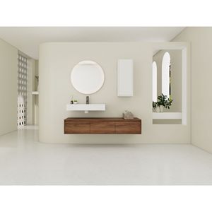 Mobile bagno sospeso da 60 pollici con lavabo in resina e mobiletto laterale, 3 cassetti a chiusura ammortizzata, design a montaggio a parete - Product Image 2