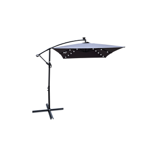 Rechthoek 2X3M Buitenterras Zonne-Energie Paraplu Led Verlichte Zonnescherm 6 Ribben Waterdichte Crank Cross Base Voor Tuin Dek Achtertuin - Product Image 3