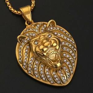Colliers pendentifs tête de lion, bijoux hip-hop, pendentifs hipster tête de lion micro-sertis de moissanite, pendentifs mode hip-hop pour hommes - Product Image 5