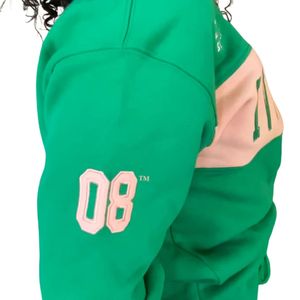 Conjunto Deportivo Color Block AKA para Mujer, Verde y Rosa, Sudadera con Capucha y Pantalones Jogger, Ropa Casual para Hermandades Griegas - Product Image 3