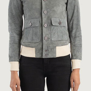 Chaqueta de Cuero de Gamuza para Mujer, Cuello Alto, Transpirable y Ligera, para Uso Diario y Casual - Product Image 4