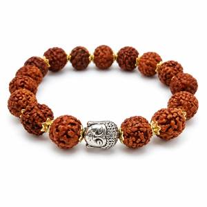 Natural Rudraksha Beads Bracelet with <b>Buddha</b> <b>Head</b> Charm, Handmade Spiritual Meditation Yoga Prayer Bracelet, Buddhist Jewelry - Product Image 5