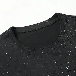 Camiseta Negra Extra Grande Personalizada de Alta Calidad para Hombre con Diseño de Estrella con Pedrería, Manga Corta, Cuello Redondo, Estilo Urbano, Ajuste Jersey - Product Image 4