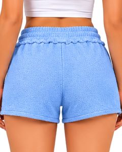 Sky Blue Women Drawstring Casual Shorts Soft Cotton Summer Beach Lounge Shorts Elastic Waist Comfortable Fashion Mini Shorts - Product Image 2