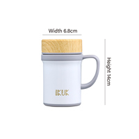 Thermos à double paroi en acier inoxydable 13 oz/410 ml avec revêtement en porcelaine, poignée intégrée, pour thé et café, maintien au chaud 4-6h / au froid 8-10h, design moderne et classique