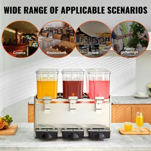 Dispenser per Bevande Commerciale da 13,6 Qt (12L), 620W, in Acciaio Inox 304, Macchina per Succhi con 3 Serbatoi per Tè Freddo e Bevande, 41-53,6 - Product Image 6