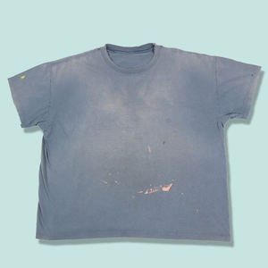 T-shirt décontracté en coton bleu délavé pour homme, col rond, manches courtes, coupe classique, tricot jersey, design uni - Product Image 1