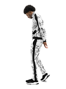Chándal de compresión para hombre, mezcla de nailon y elastano, ajuste muscular, chaqueta con cremallera completa, pantalones deportivos, elasticidad en cuatro direcciones - Product Image 2