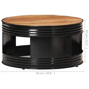Table basse ronde moyenne en bois d'acacia massif, couleur noire - Product Image 6