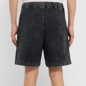 Shorts de jogging en coton délavé pour hommes, à ourlet brut, en molleton bouclette, style streetwear vintage, personnalisables avec logo, vente en gros - Product Image 3