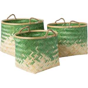 Cesta de Bambú Ombre con Asas, Caja de Almacenamiento, Organizadores, Accesorios para el Hogar, Contenedor de Alimentos Tejido para Cocina, Cesta de Lavandería - Product Image 2