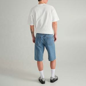 Pantalones Cortos de Mezclilla para Hombre, Lavado Claro, Pierna Recta, Cintura Media, Casuales, para Verano, Tejido de Algodón, con Bolsillos - Product Image 5