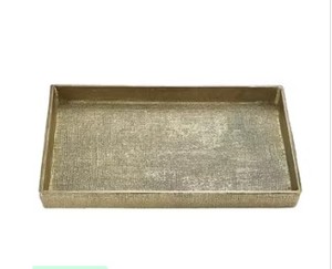 Elegant Metal Leaf Serving Tray Set Textured Design Durable Food Safe Finish Stylish <b>Table</b> Decor Multipurpose Use - Product Image 5