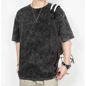 เสื้อยืดโอเวอร์ไซส์ผ้าฝ้ายฟอกสีพื้น แบรนด์ PUFFIN SPORTS OEM สำหรับผู้ชาย แขนสั้น คอกลม ดีไซน์เรียบง่าย สไตล์ลำลอง - Product Image 2