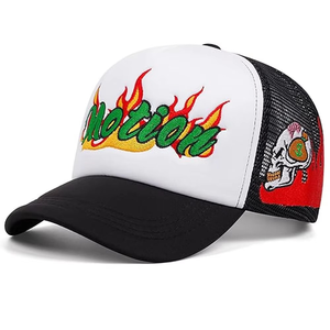 Casquette de camionneur en toile brodée avec logo, dos en mesh, noire, bicolore, sportive, respirante et imperméable, unisexe - Product Image 3