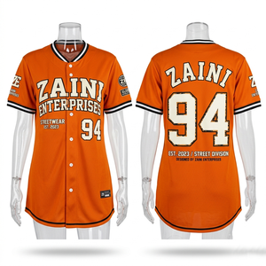 Women Baseball <b>Dress</b> Jersey 160 GSM Premium Polyester Interlock Orange Black White <b>Custom</b> Sublimation Embroidery Heat Transfer - Product Image 1
