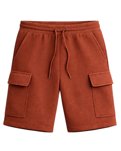 Shorts cargo pour hommes orange rouille, taille élastique, cordon de serrage, streetwear décontracté, multi-poches, shorts d'été, logo personnalisé, fabricant OEM - Product Image 1