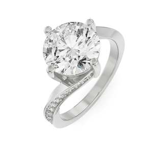 Anillo de Compromiso y Boda de Moissanita Clásico con Estilo Flotante Único, Banda Curva con Acentos Pavé, Plata de Ley Premium, Joyería de Lujo - Product Image 2