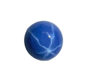Zafiro Azul Estrella Redondo de 6x6 mm, 1.5 Quilates, Creado en Laboratorio, Cabujón Pulido con Efecto de Estrella de 6 Puntas, 4-5 mm de Altura, para Joyería - Product Image 2