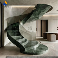 Escalier en marbre naturel de luxe KT STONE avec marches et marches d'escalier sur mesure pour la rénovation de maisons, villas et hôtels
