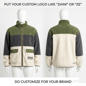 <b>Men</b> Polar Fleece <b>Running</b> <b>Jacket</b> 240 GSM Brushed Full Zip Stand Collar Dark Brown Custom logo Woven Patch Embossed Reflective - Product Image 1