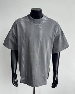 2026 Oversized O-Neck Short Sleeve California Reaper Washed Knitted 100% Cotton Quick Dry Breathable Vintage Solid Men's T-Shirt - Product Image 1