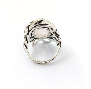 Anillo de Cuarzo Rosa de Diseño Único (16.4 Gramos) en Plata de Ley 925 con Motivo de Serpiente, Joyería Moderna y Elegante, Regalo para Ocasiones Especiales - Product Image 4