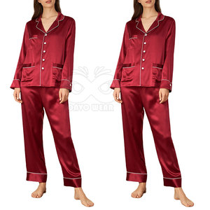 Ensemble de pyjama élégant en satin de soie pour femme, vêtements de détente à manches longues, vêtements de nuit doux et lisses, vêtements de maison, vente en gros - Product Image 5