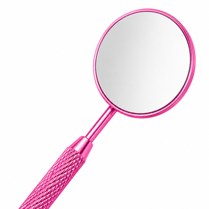 <b>Pink</b> Round Handheld Makeup Mirror Metal <b>Frame</b> Single Side Desktop Style - Product Image 2