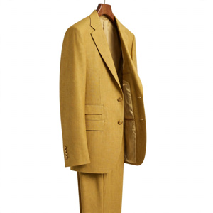 Costume de cérémonie jaune pour homme, style italien, 100 % polyester, respirant, infroissable, simple boutonnage, col à revers, coupe classique - Product Image 3