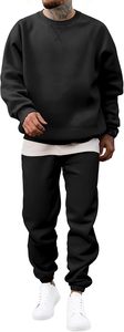 Ensemble survêtement homme noir à capuche et pantalon, couleur unie, décontracté, manches longues, 100 % coton respirant, coupe classique - Product Image 5