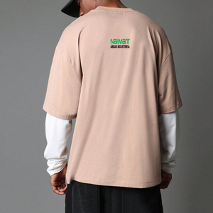 T-shirt blanc surdimensionné à manches longues et col rond pour homme avec poche, en jersey de coton respirant, couleur unie, coupe décontractée - Product Image 6