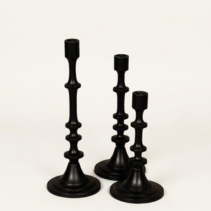 Gold Metal <b>Brass</b> Taper <b>Candlestick</b> Holder Minimalist Beaded Candle Stand For Wedding Centerpieces And Luxury Home Table Decor - Product Image 3