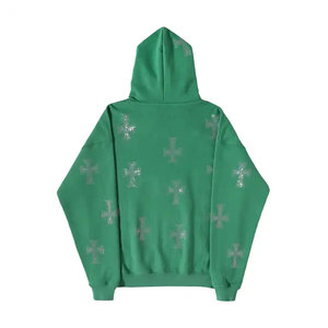 Sweat à capuche zippé pour homme, design personnalisé, vintage, hiver, décontracté, coupe oversize, effet délavé, imprimé, broderie 3D, strass - Product Image 2