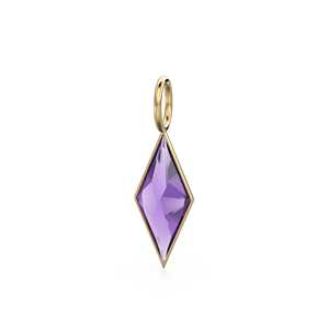 Pendentif en or jaune massif 18 carats avec améthyste africaine en forme de cerf-volant / Pierre de naissance de février / Pierre précieuse naturelle violette - Product Image 5