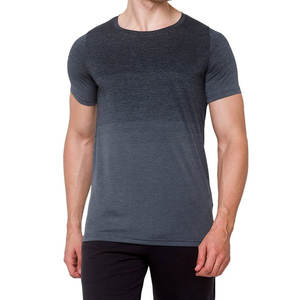 Camiseta Deportiva para Hombre sin Costuras, con Logotipo Personalizado, Color Degradado, de Secado Rápido, para Gimnasio, Manga Corta, Corte Ajustado - Product Image 1