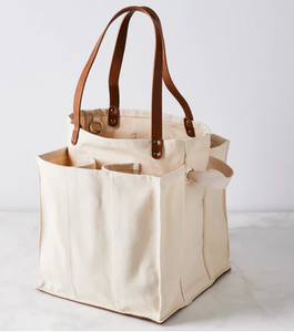 <b>Canvas</b> Tote <b>Bag</b> with Leather Handles Reusable Shopping <b>Bag</b> <b>Large</b> Capacity Organizer Tote for Grocery Market and Daily Use - Product Image 1