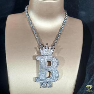 Hip Hop Moissanite Diamond " SUMMO " Dollar Sign Pendant White Gold Plated Jewelry For Men - Product Image 4