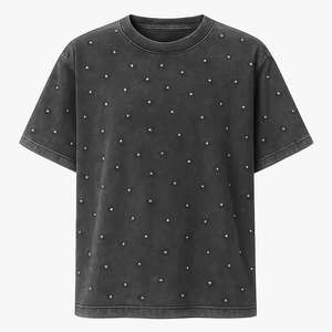 T-shirt homme hip-hop avec strass, t-shirt homme épais, t-shirt de marque avec strass, 100% coton, t-shirt pour homme, coupe ample, imprimé - Product Image 1