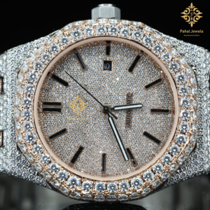 Reloj de Diamantes de Lujo Pahal Jewels para Hombre, Caja Tonneau de Acero Inoxidable de 41 mm, Cuarzo Analógico con Visualización de Fecha, Cristal de Zafiro, Correa de 20 mm - Product Image 5