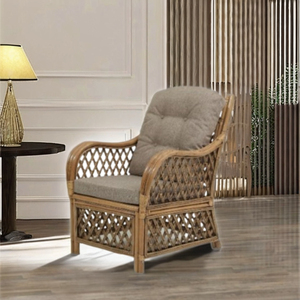 Vente chaude Fauteuil Américain En Rotin Fabriqué À La Main Meubles De Maison Style Confort Loisirs Chaise De Vie Avec Coussin Doux - Product Image 1