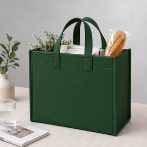 Bolsa de tela no tejida verde reutilizable, ecológica, para compras, para envasado de alimentos al por menor, suministro al por mayor - Product Image 4